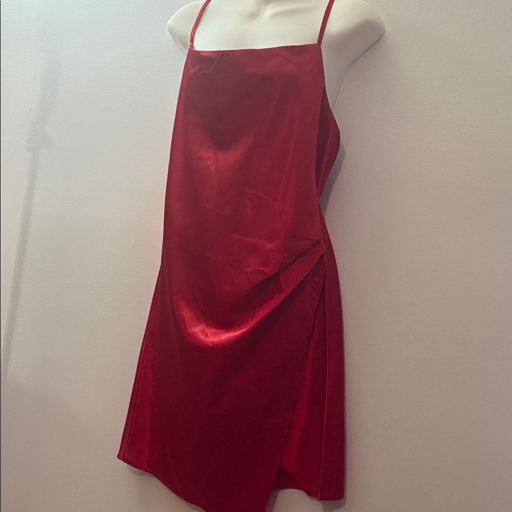 Selfie Leslie Red Satin Dress